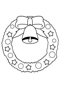 Christmas Wreath coloring pages for kindergarten and preschool kids activity free