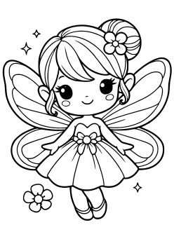 Fairy Girl 9 coloring pages for kindergarten and preschool kids activity free