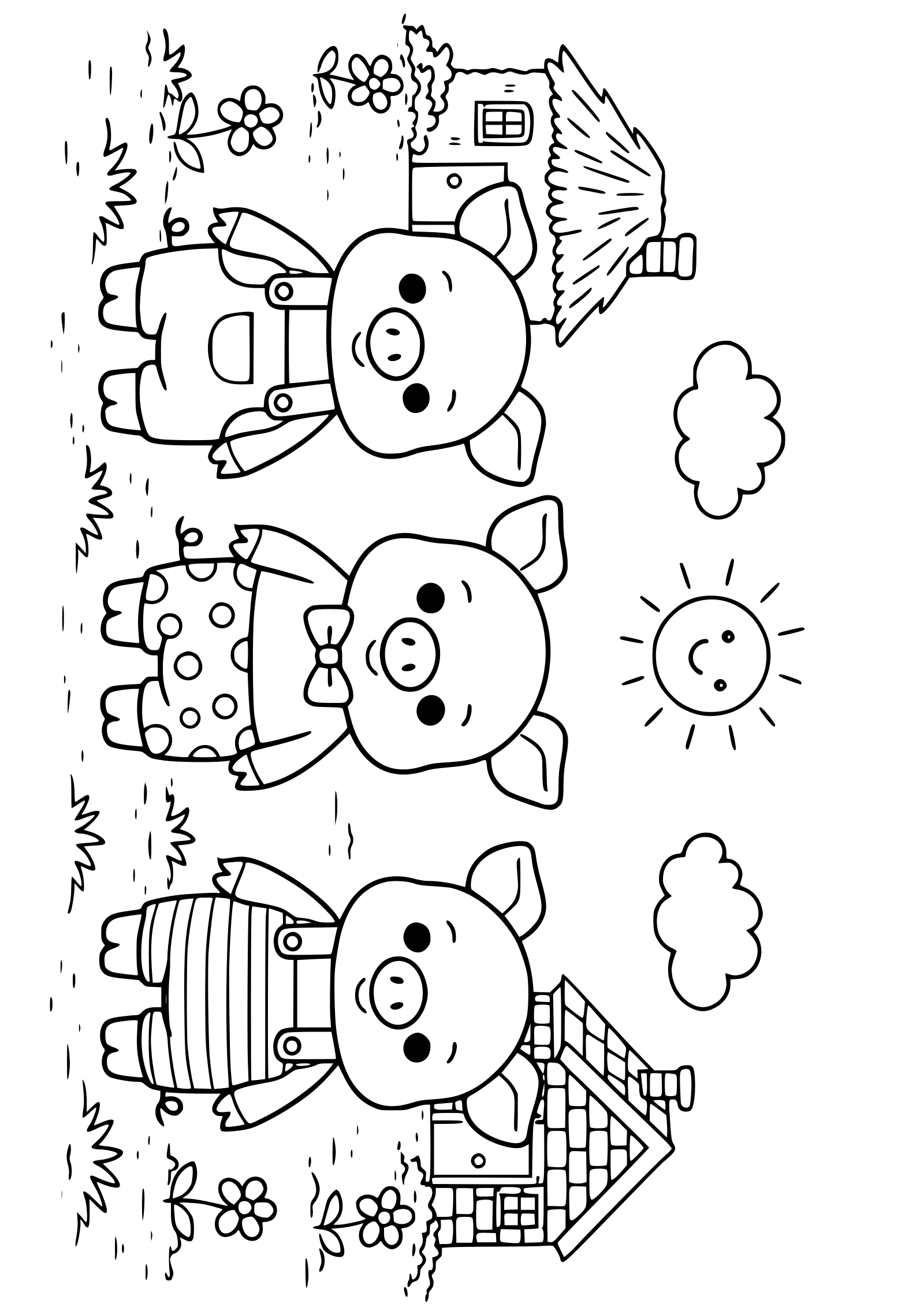 ３匹の子豚の塗り絵です