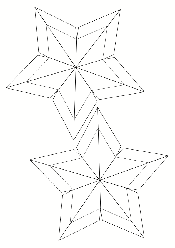 3D Star Papercraft free coloring pages for kids
