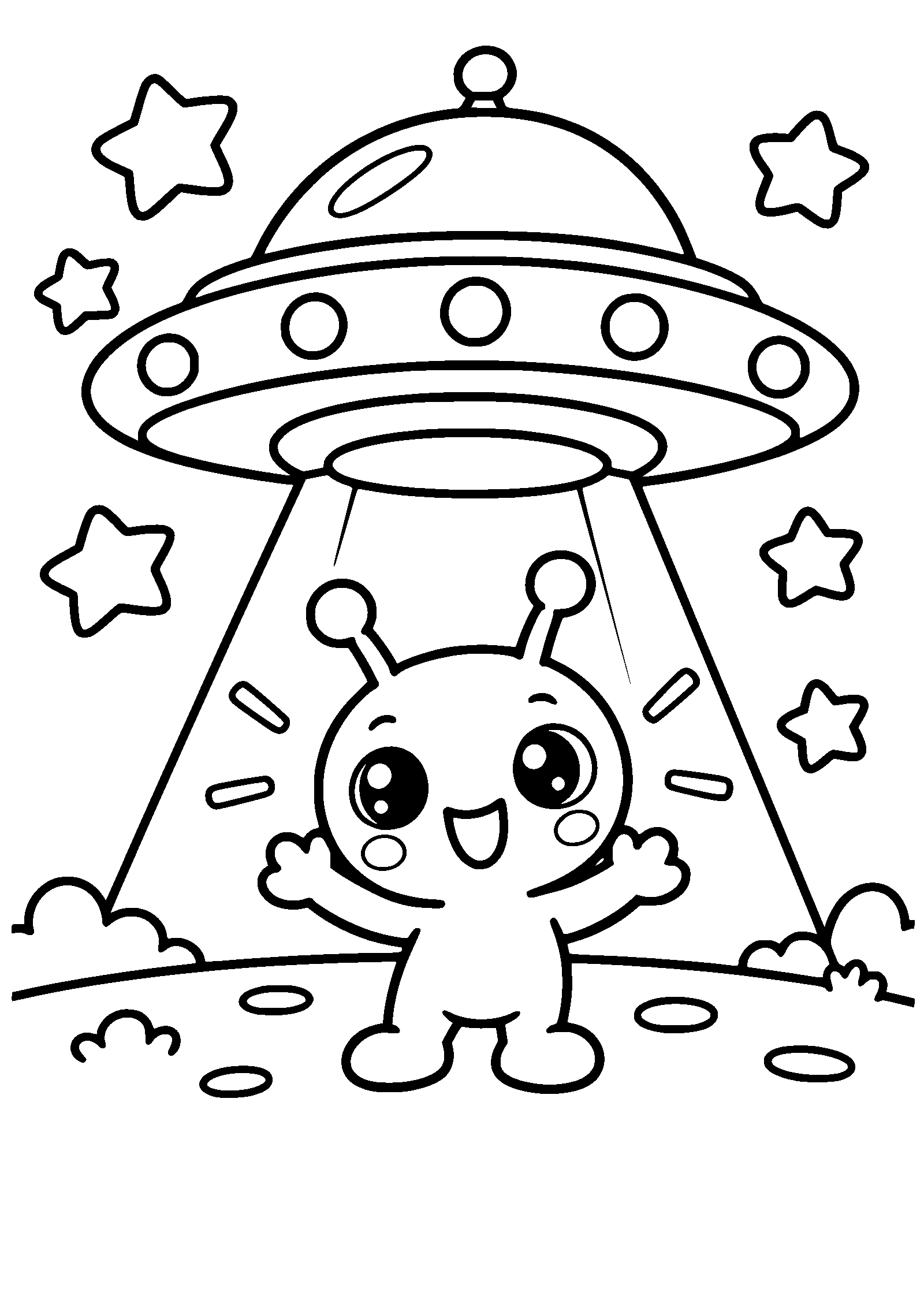 Alien UFO free coloring pages for kids