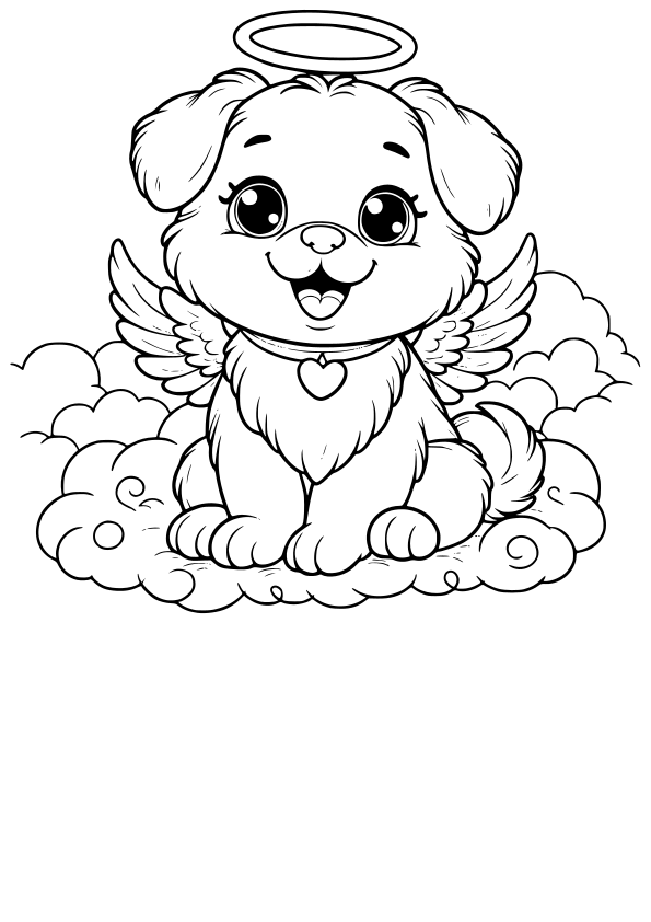 Angel Dog free coloring pages for kids