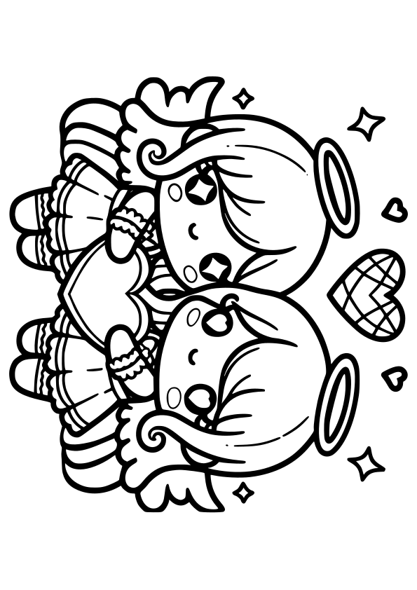 Twin angels free coloring pages for kids