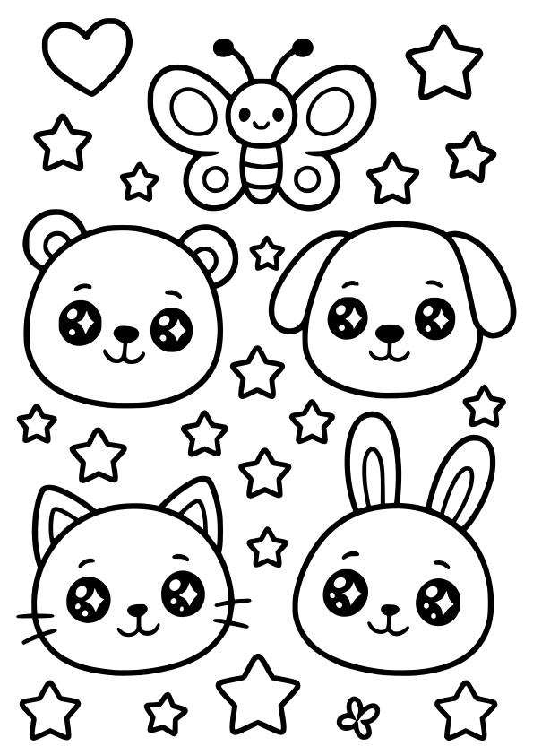 動物さんたちの簡単なかわいい塗り絵です