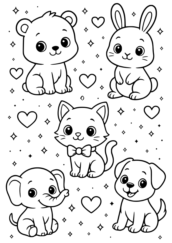 Animals 12 free coloring pages for kids