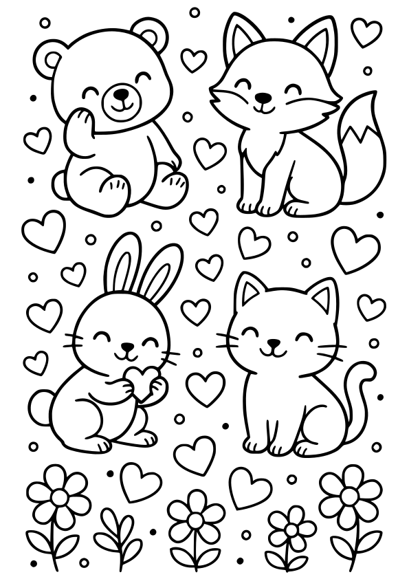 動物さんたちのかわいい塗り絵です