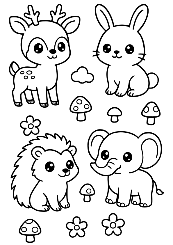 Animals 9 free coloring pages for kids