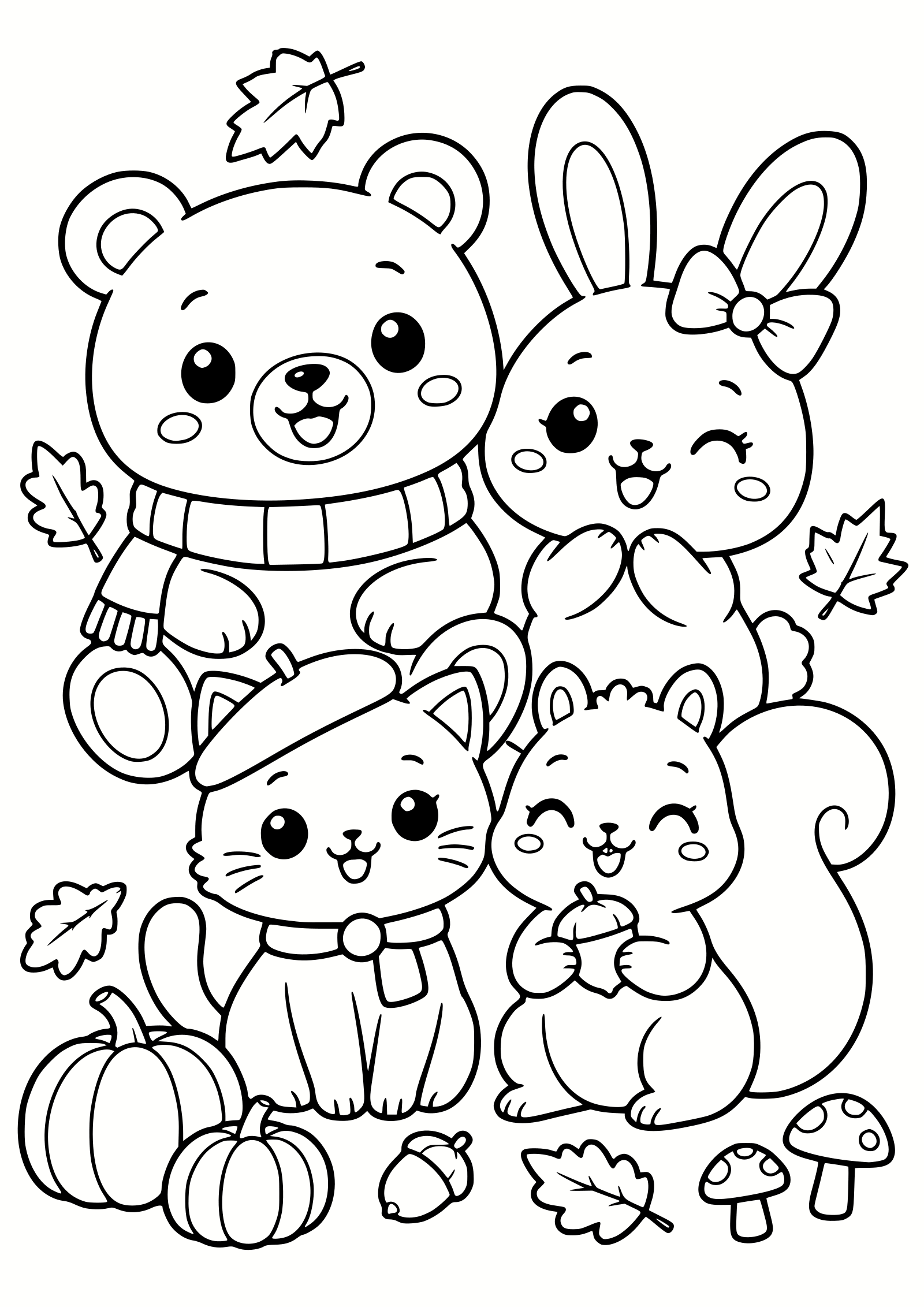 Autumn animals3 free coloring pages for kids
