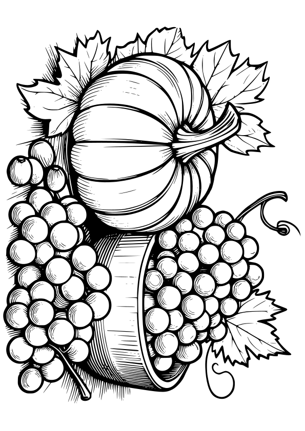 Fall Grape Pumpkin free coloring pages for kids