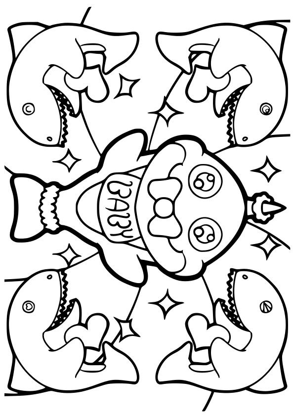 Birth of Baby Shark free coloring pages for kids