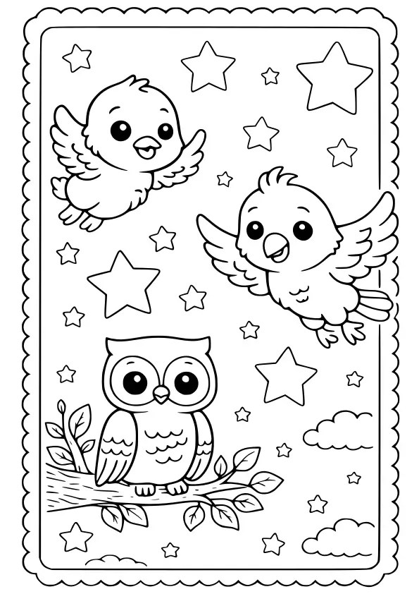 鳥さんたちの塗り絵です