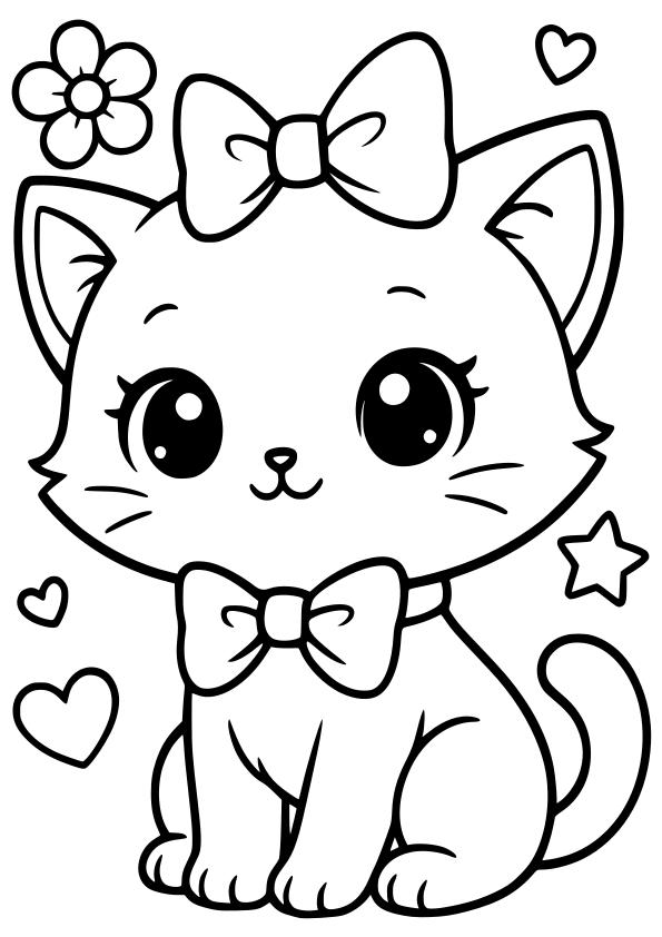 ねこ１７の動物の簡単な塗り絵です