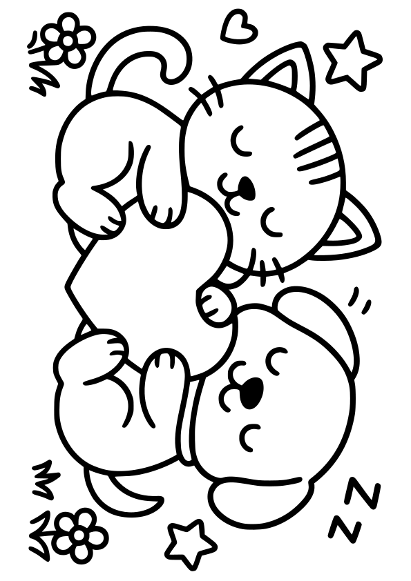 Cat and Dog2 free coloring pages for kids