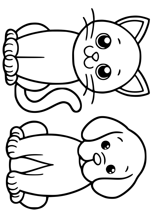 Cat and dog free coloring pages for kids