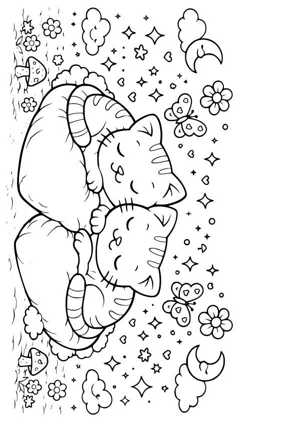 Cats 7 free coloring pages for kids