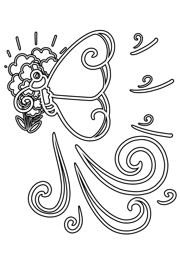 Butterfly and Flower6 free coloring pages for kids