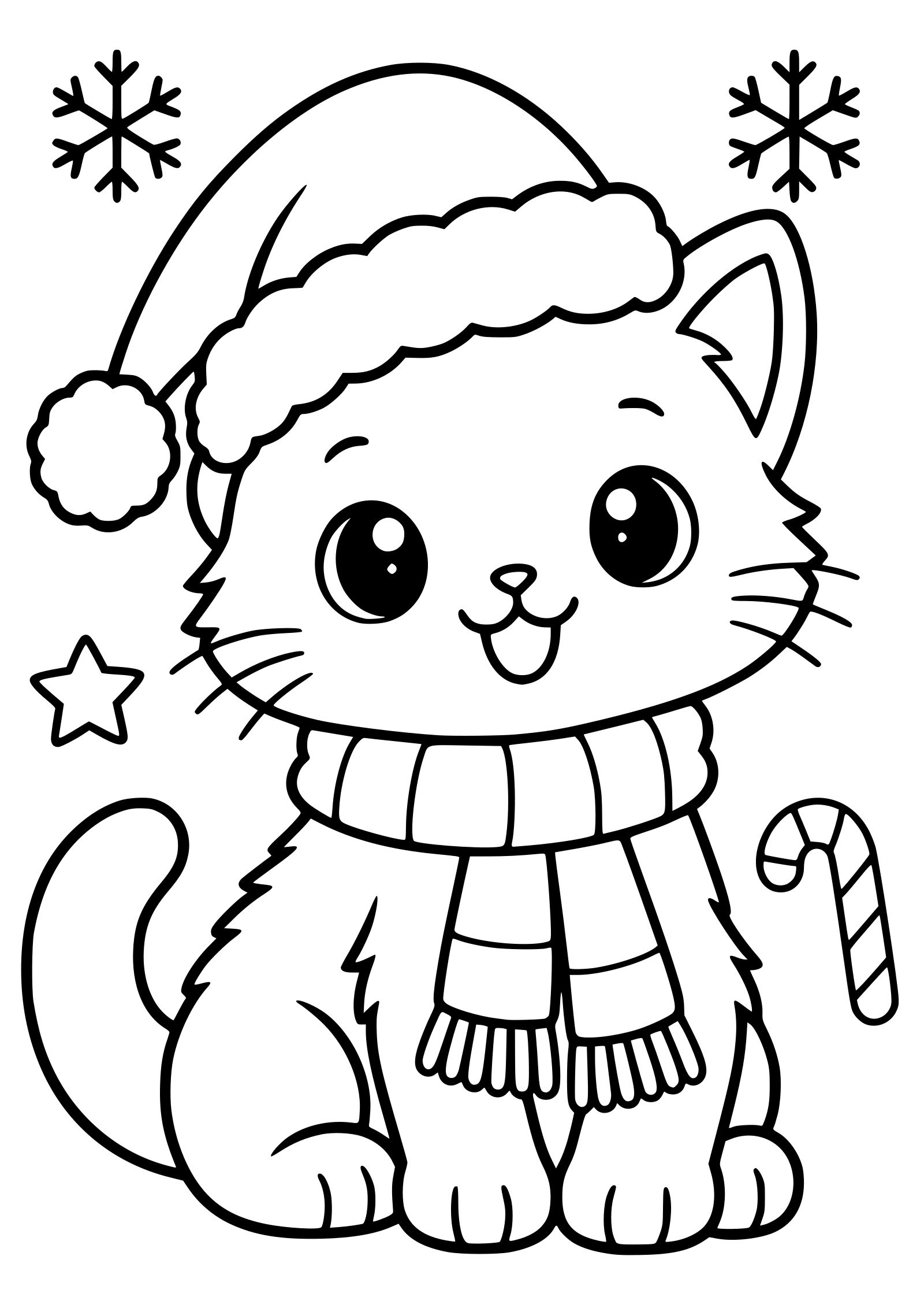 Christmas Cat 5 free coloring pages for kids