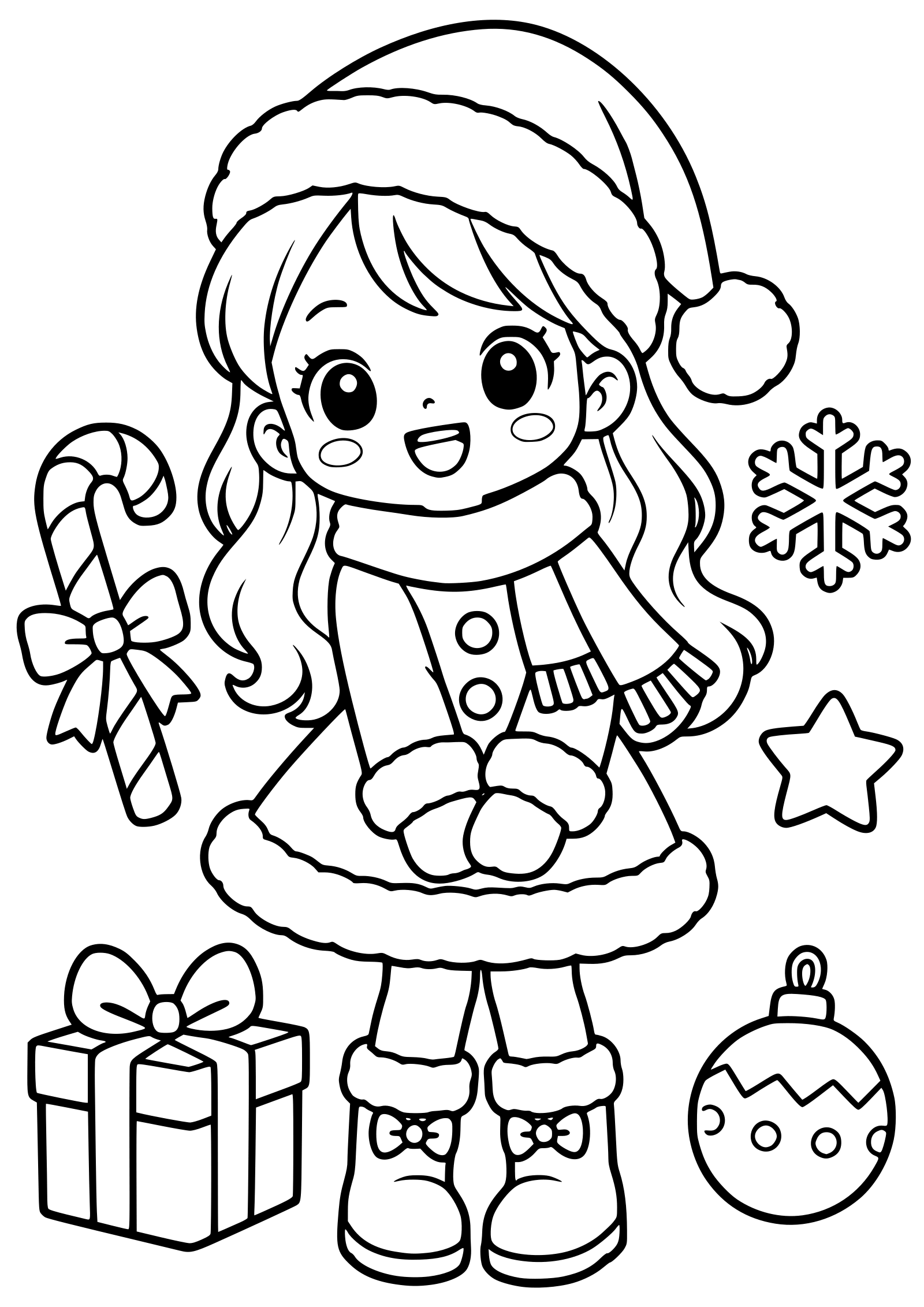 Christmas Girl 7 free coloring pages for kids