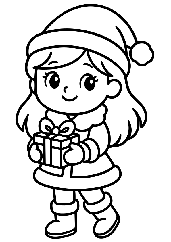 Christmas Girl 3 free coloring pages for kids