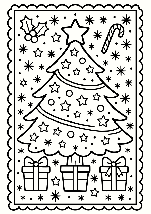 Christmas Tree 13 free coloring pages for kids