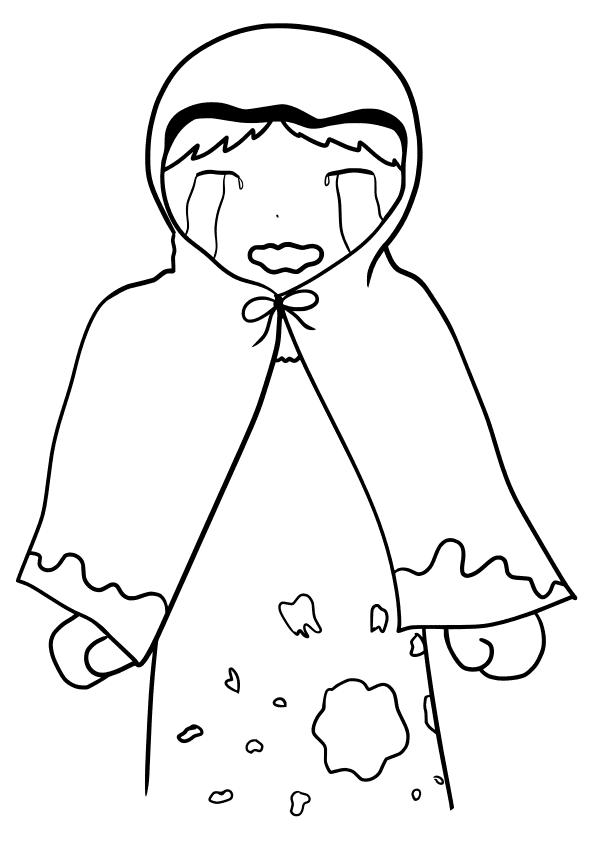 Crying Girl free coloring pages for kids
