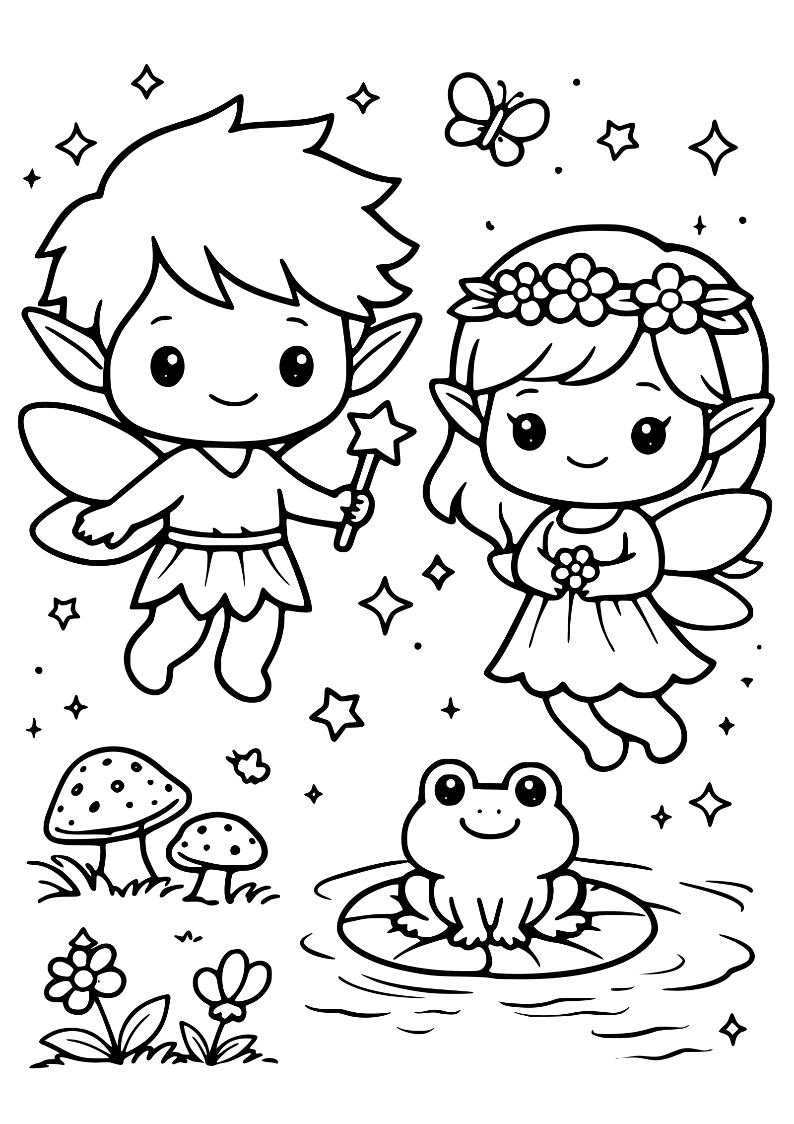 妖精20のかわいい塗り絵です