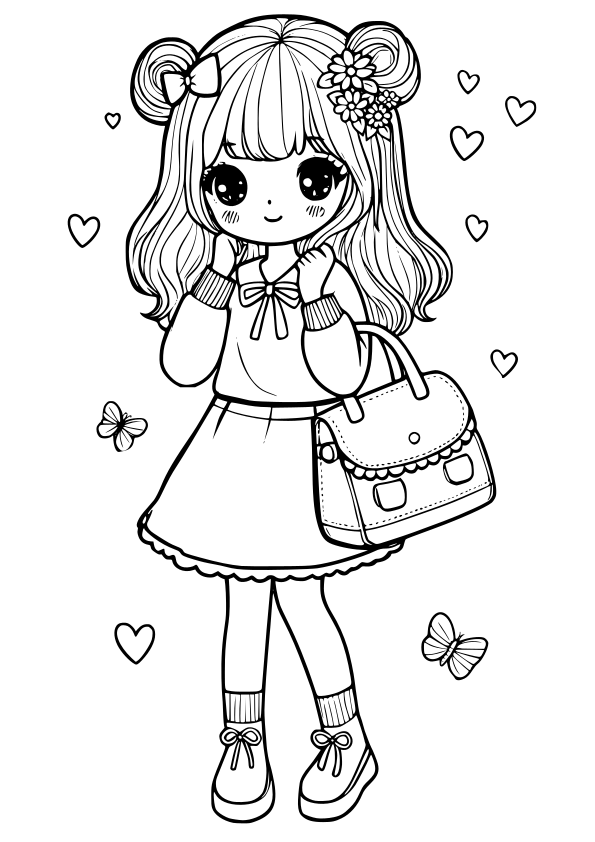 Cute girl 22 free coloring pages for kids