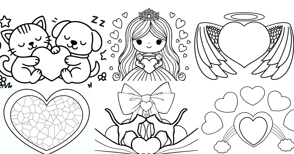 Heart coloring pages free printable and download!