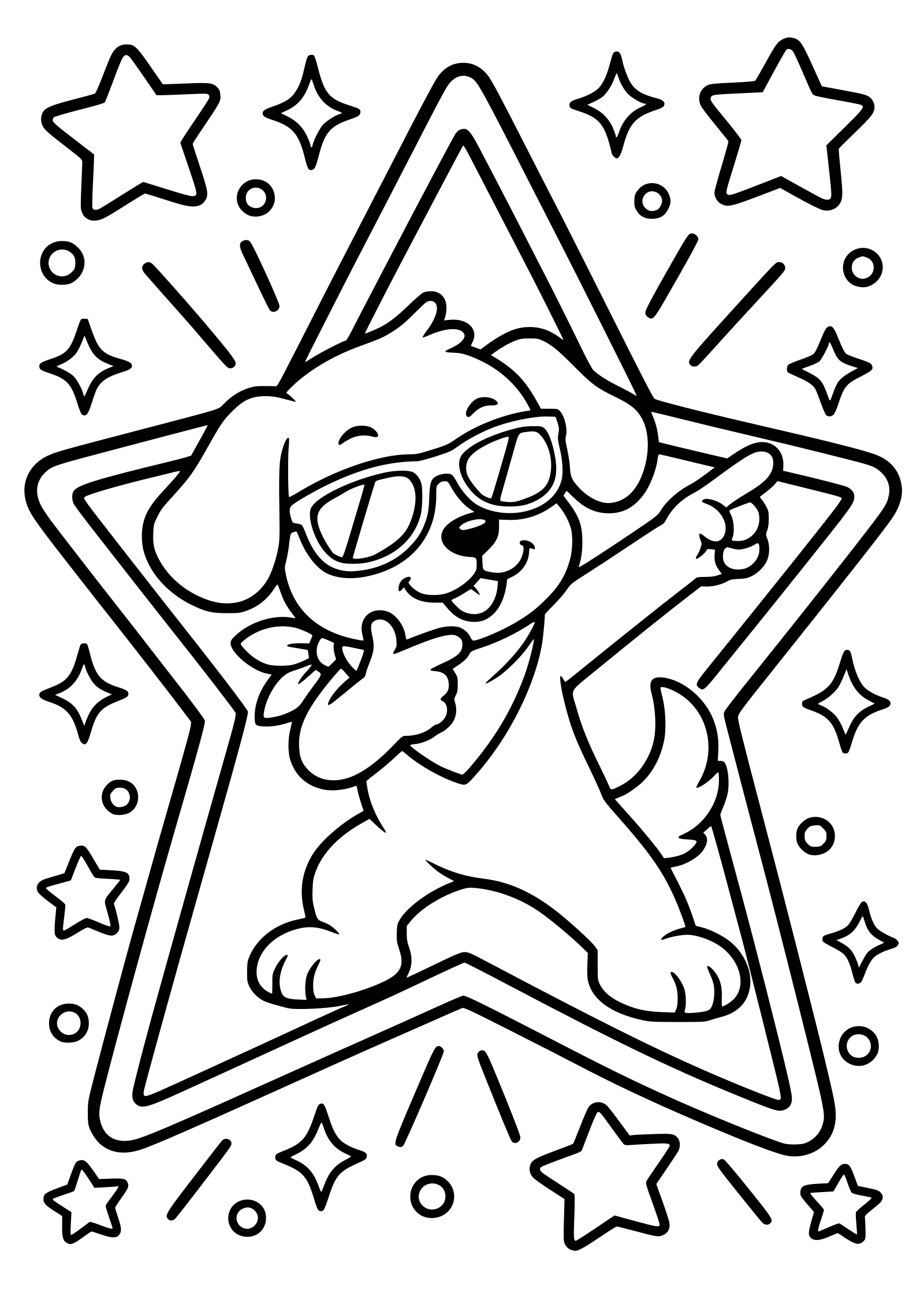 Star Dog 14 free coloring pages for kids