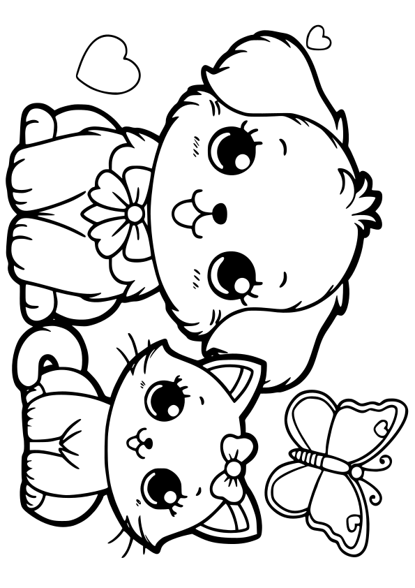 Dog and Cat 2 free coloring pages for kids