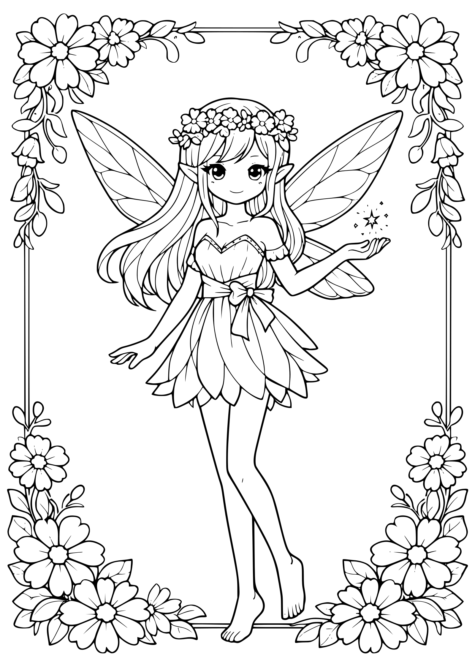 Fairy Girl 20 free coloring pages for kids
