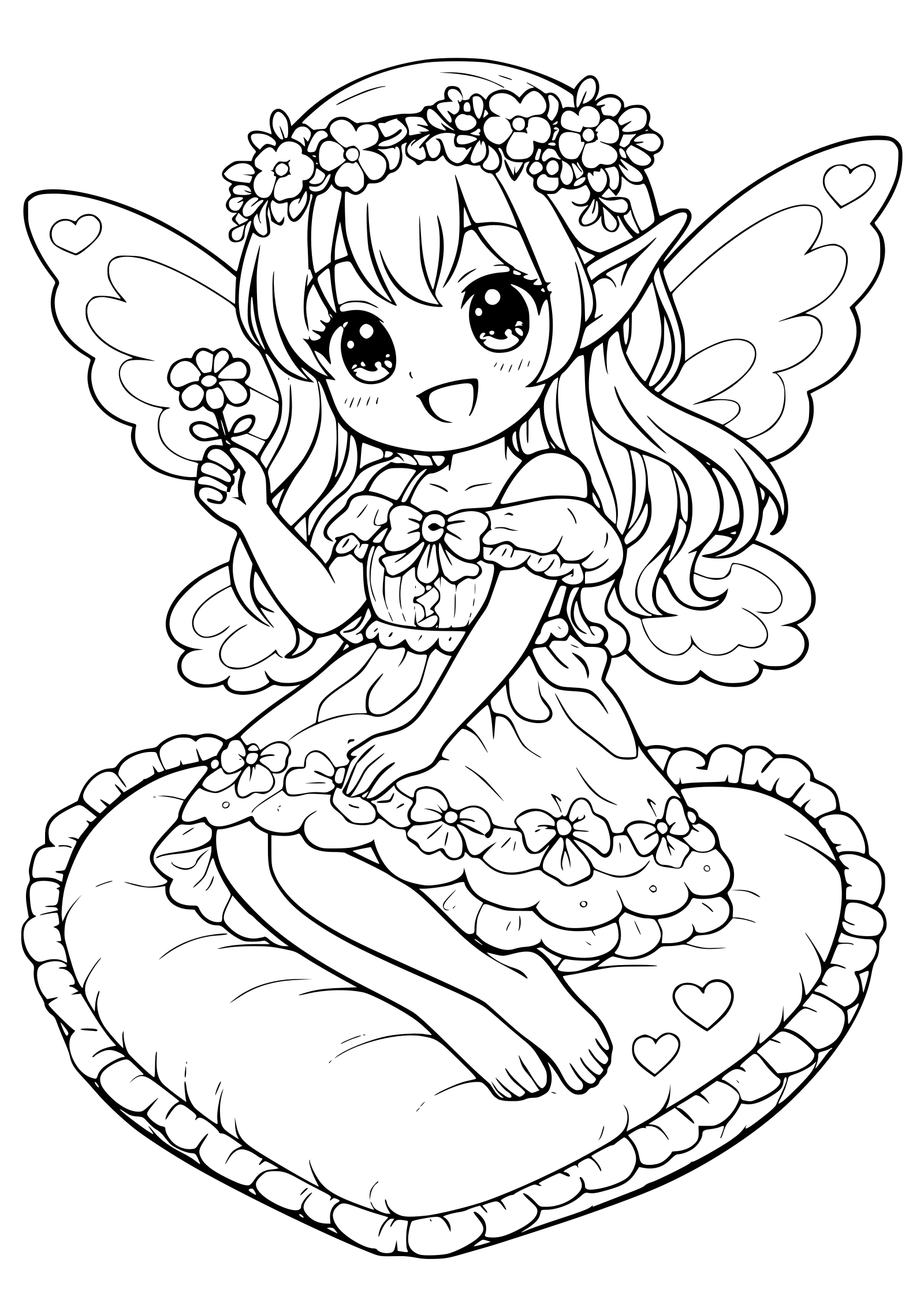 Fairy Heart Girl free coloring pages for kids