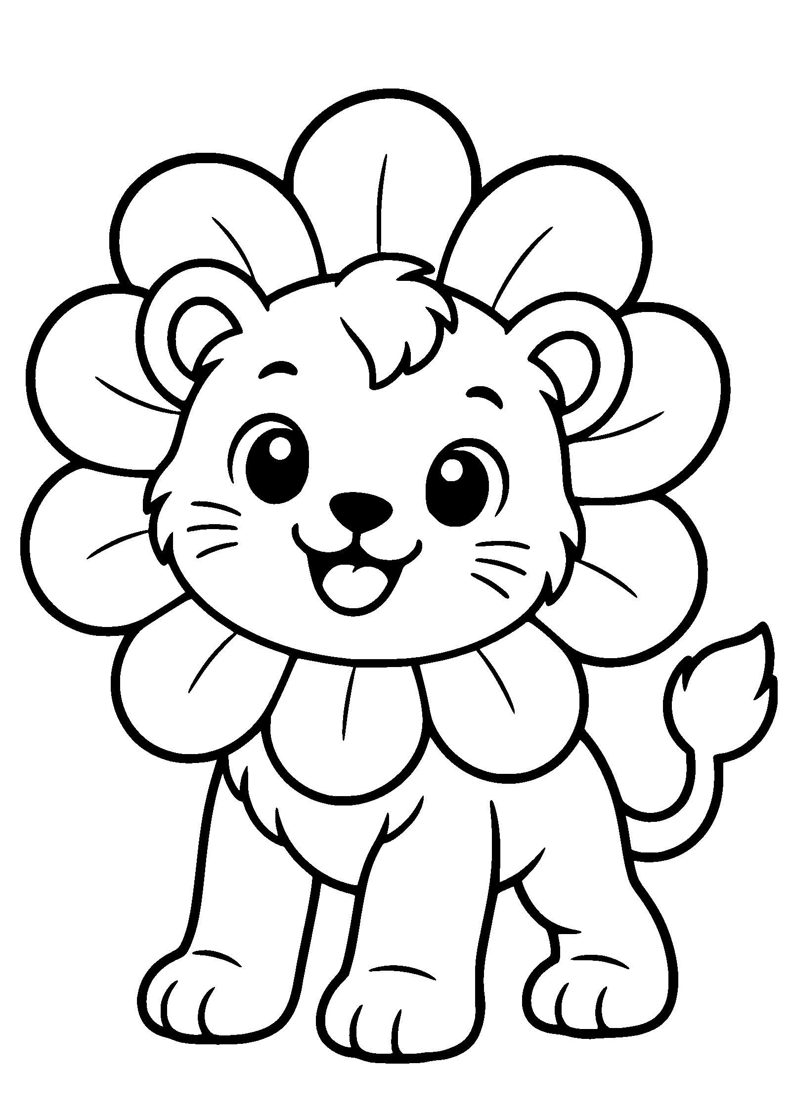 フラワーライオンの塗り絵です