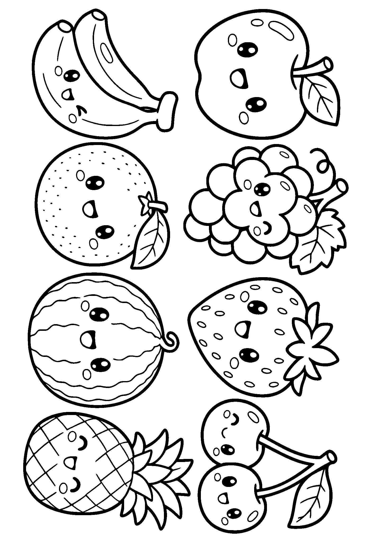 Fruits 6 free coloring pages for kids