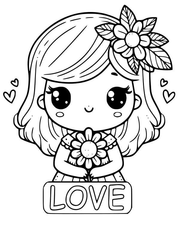 Girl Love 18 free coloring pages for kids