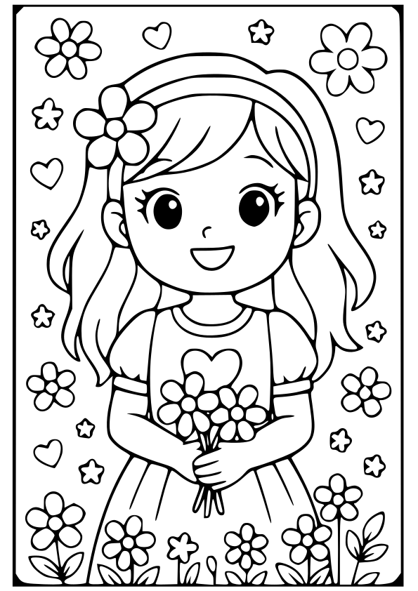 Girl 21 free coloring pages for kids