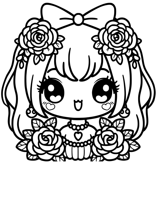 Rose Flower Girl free coloring pages for kids