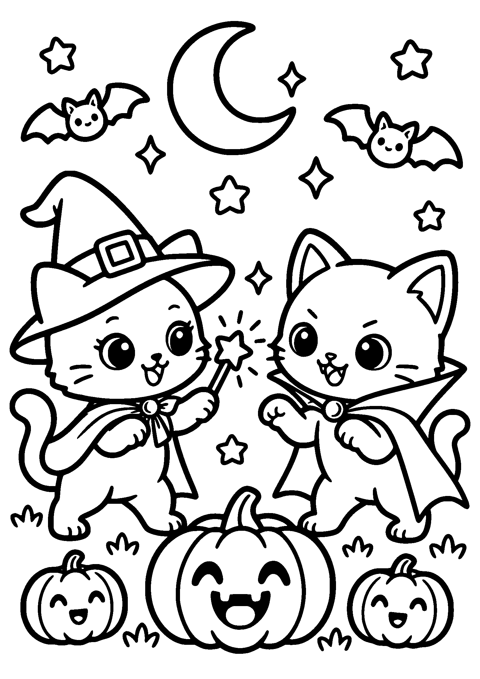 ハロウィン猫３の塗り絵です
