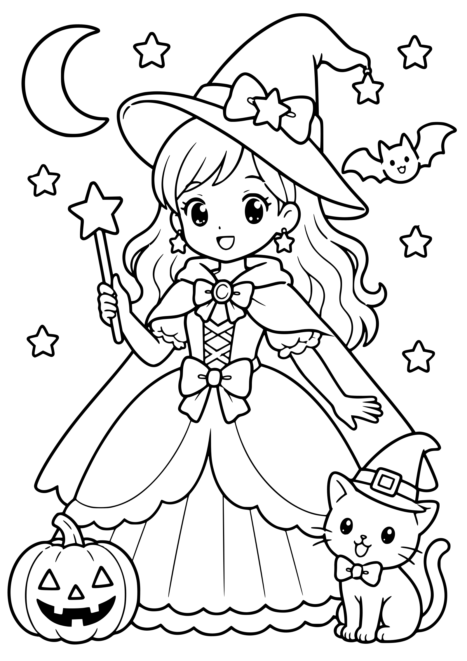 Halloween Princess free coloring pages for kids