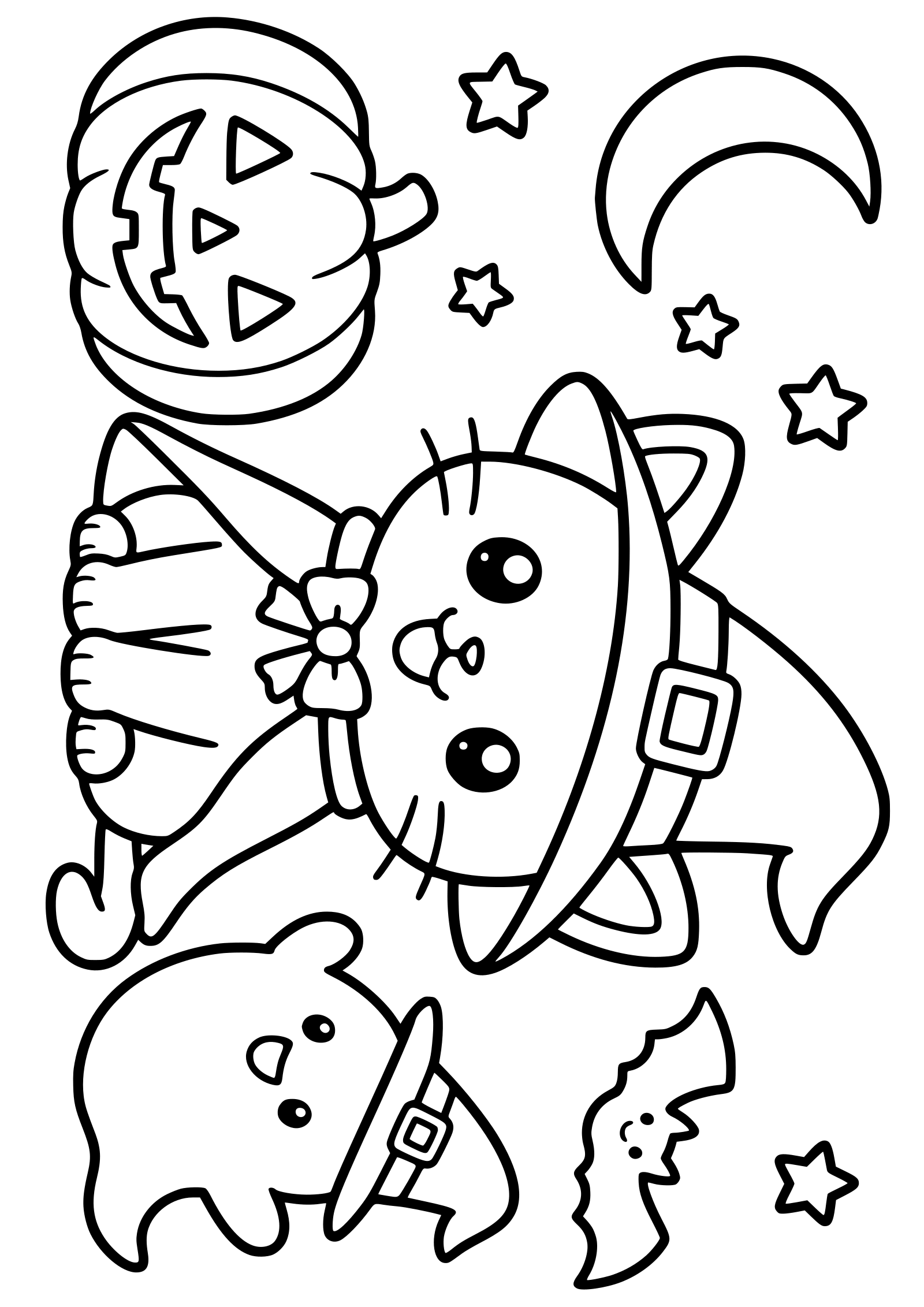ハロウィンの猫ちゃんと幽霊やカボチャジャックオーランタンの９月１０月の塗り絵です