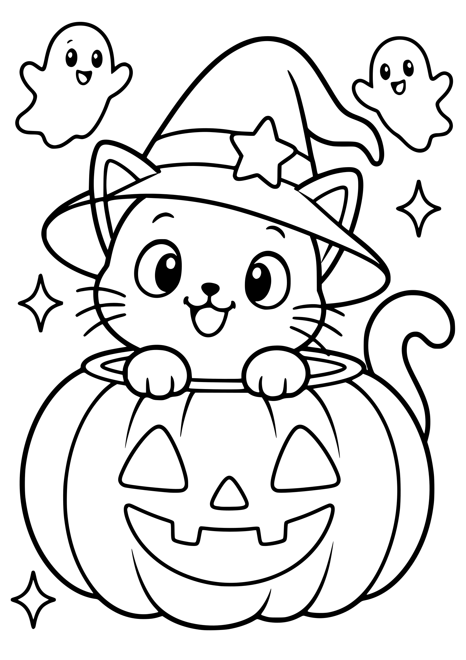 ハロウィン猫の塗り絵です