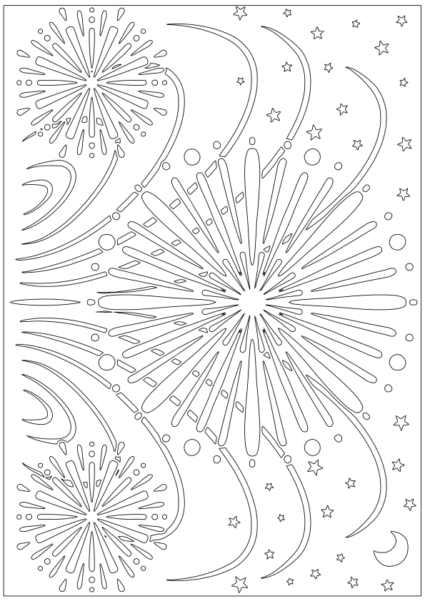 夏休みに使える花火の塗り絵８です