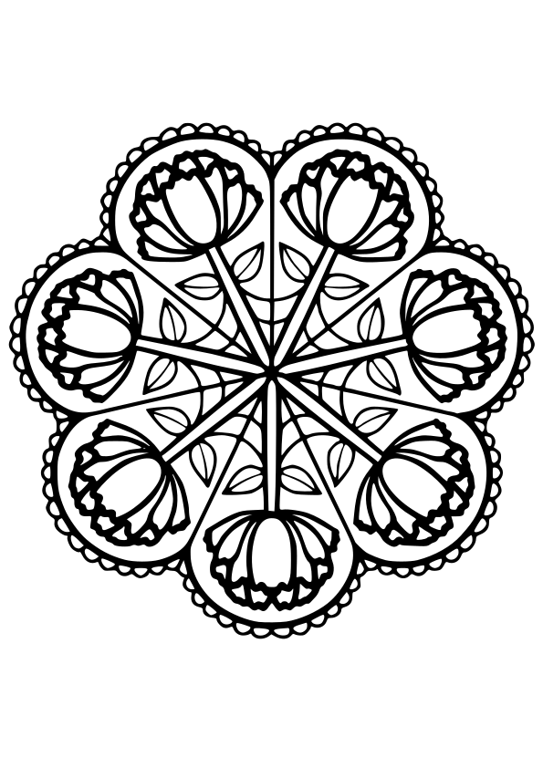 Flower mandala free coloring pages for kids