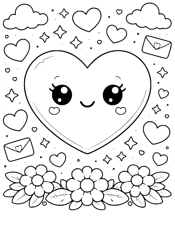 Heart 25 free coloring pages for kids