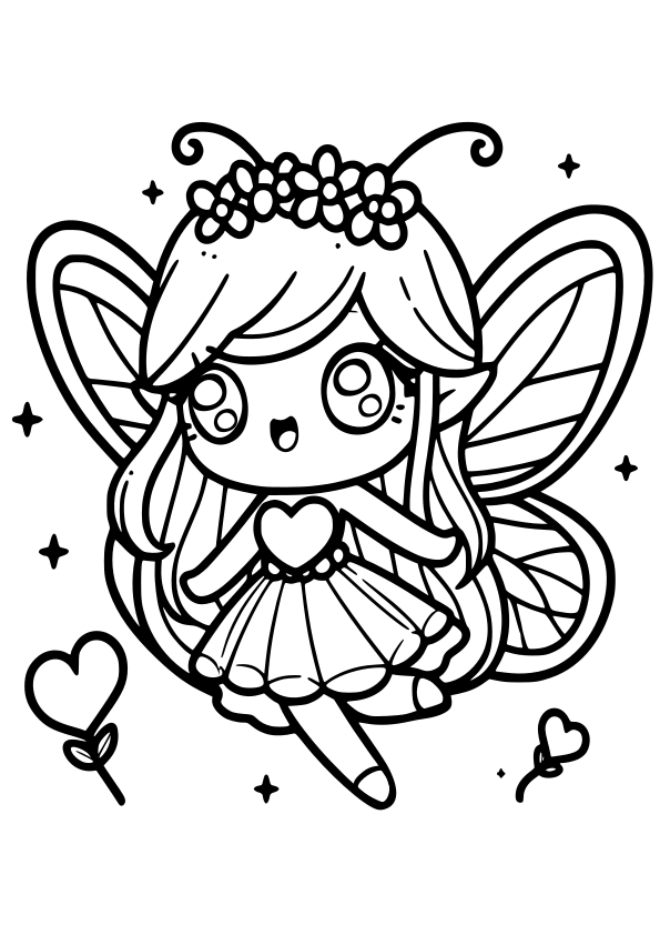 Heart Fairy 2 free coloring pages for kids