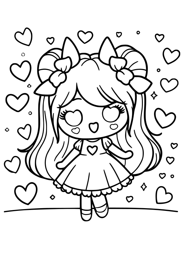 Heart Girl 3 free coloring pages for kids