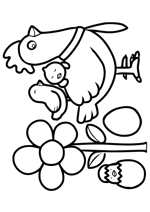 Hen Family free coloring pages for kids