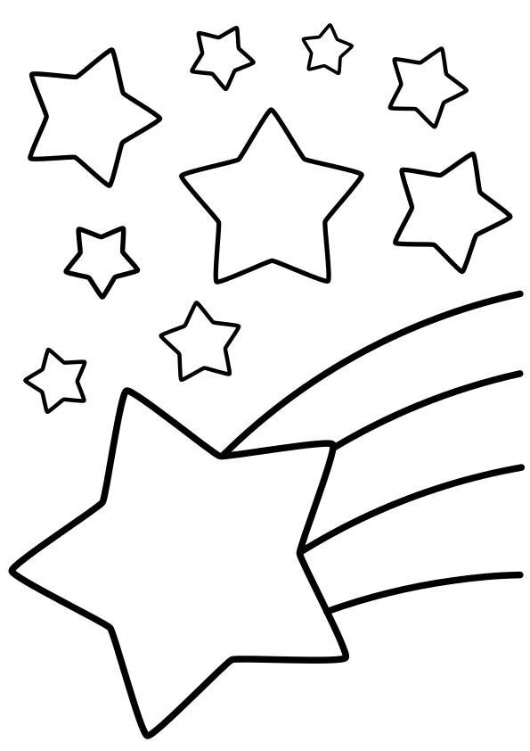 簡単な星の塗り絵です。流れ星もあります！好きなように塗ってくださいね！
