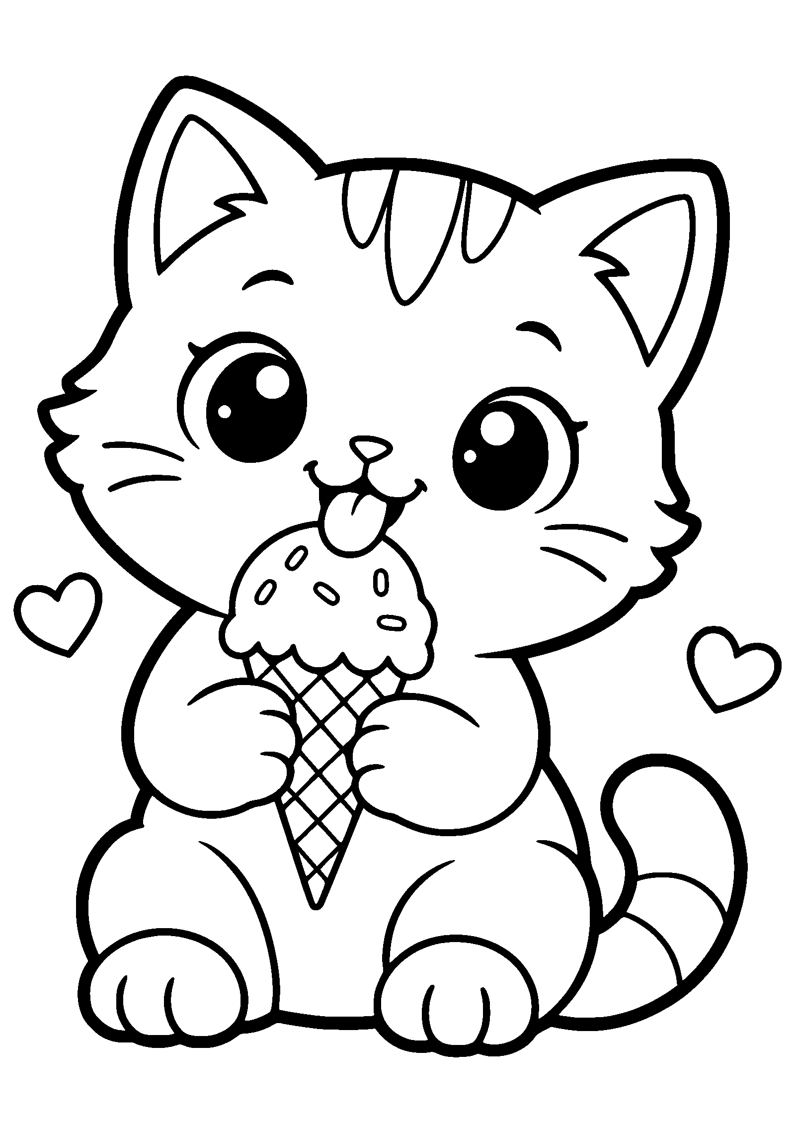 Ice Cream Cat2 free coloring pages for kids
