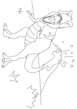 Tyrannosaurus and volcano coloring pages for kindergarten and preschool kids activity free